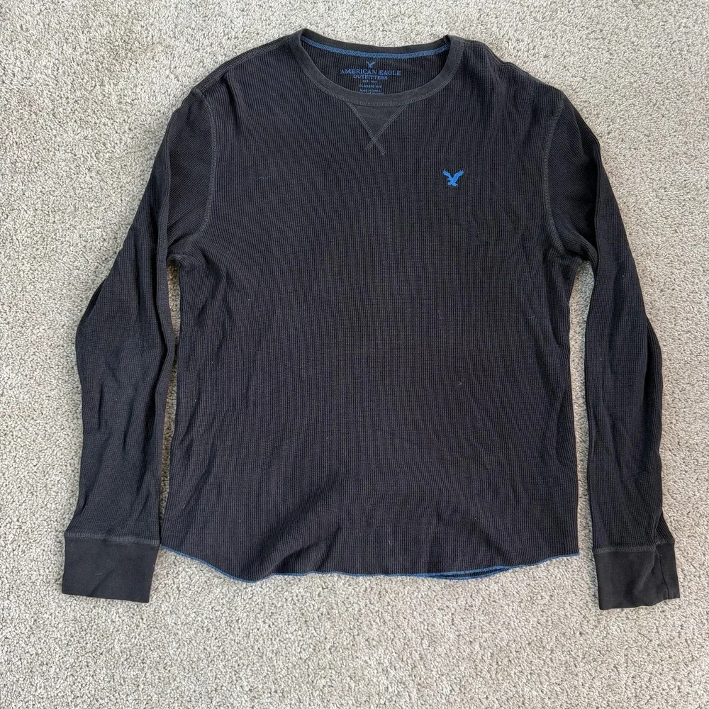American Eagle Outfitters Shirt Mens XL Gray Thermal Long Sleeve Tee T-Shirt
